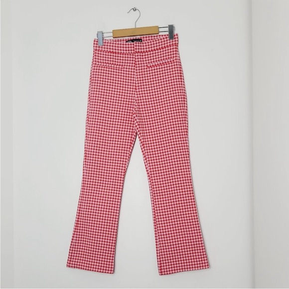 Zara red gingham mini flare pants - Picture 2 of 10